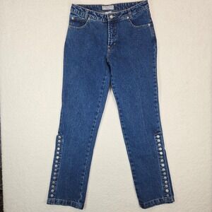 Vintage Foxfire Women High Rise Snap Vent Jeans Western Boho Denim 11 Blue